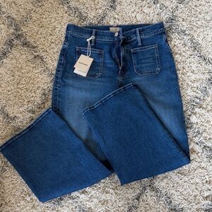 MOTHER patch pocket wide leg ankle jeans